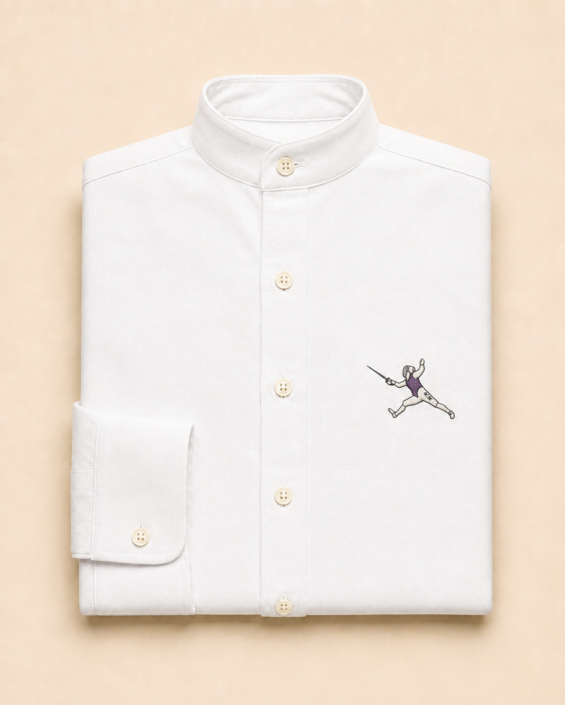 Relaxed Mandarin Collar Oxford- "White"