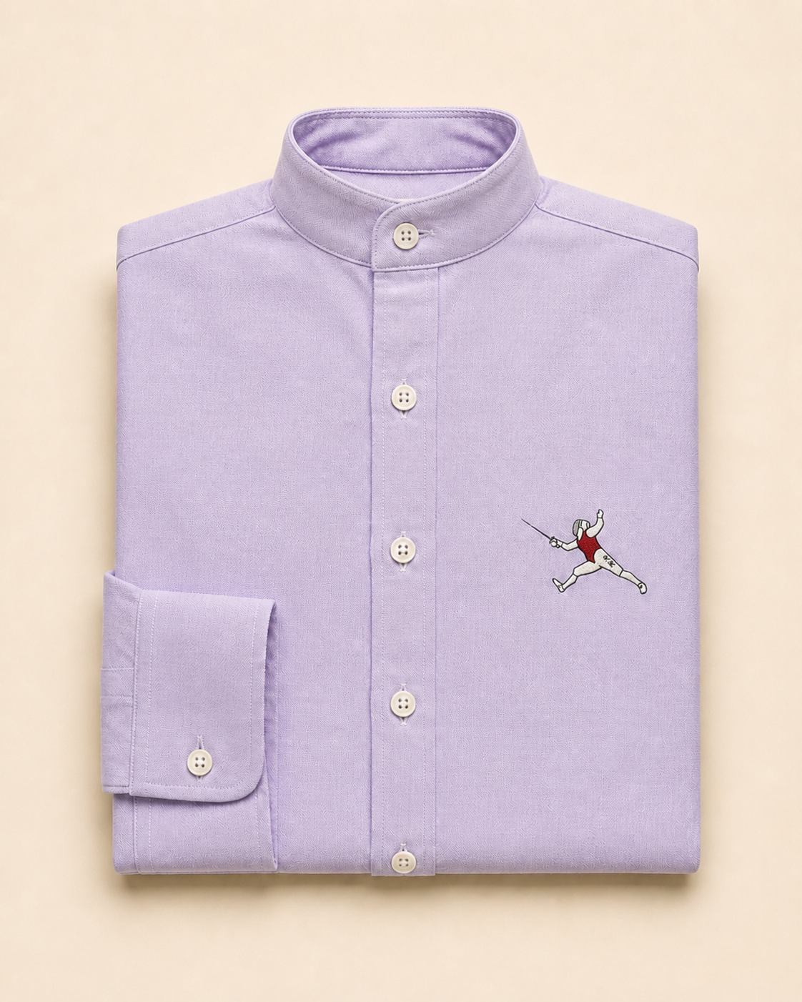 Relaxed Mandarin Collar Oxford- " Lavender"