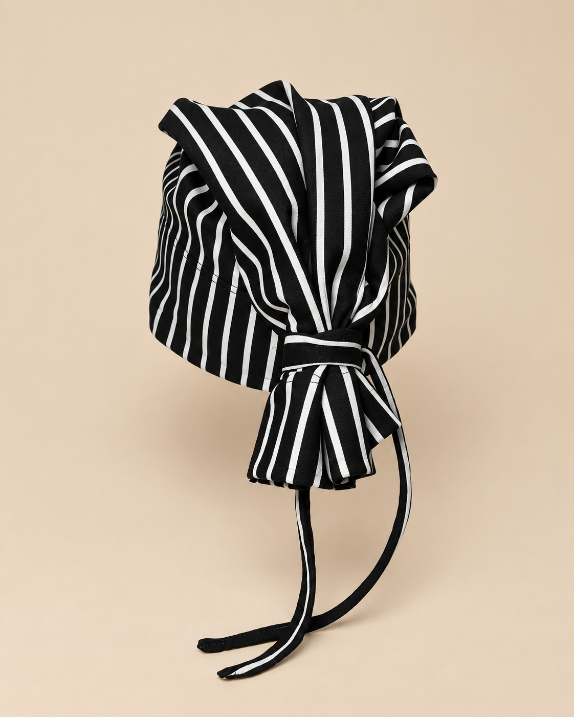 Varsity Issue Tie-Knot Beanie "Black & White Pinstripe"-4
