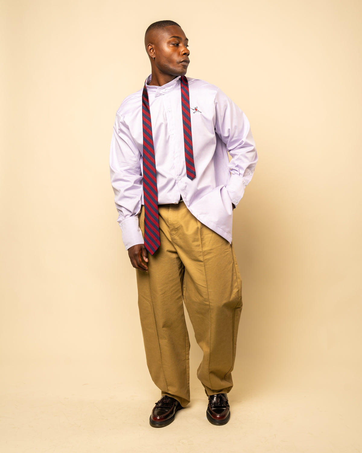 Relaxed Mandarin Collar Oxford- " Lavender"