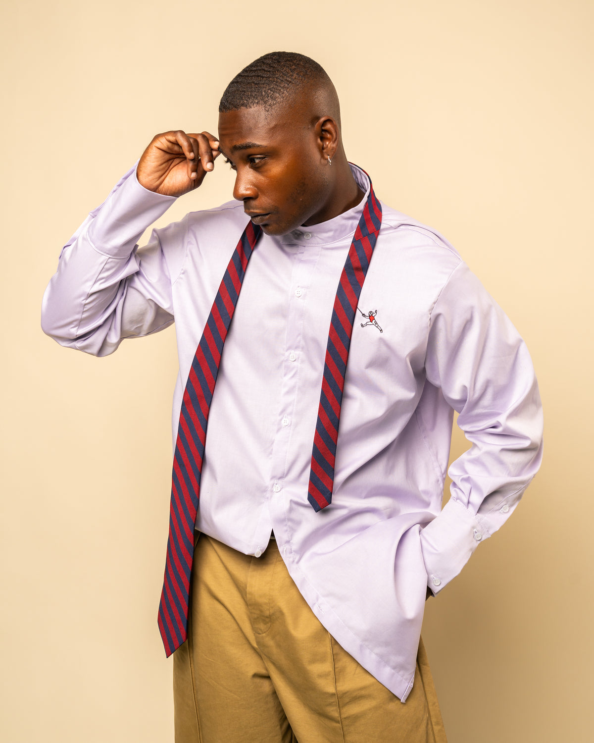 Relaxed Mandarin Collar Oxford- " Lavender"-3